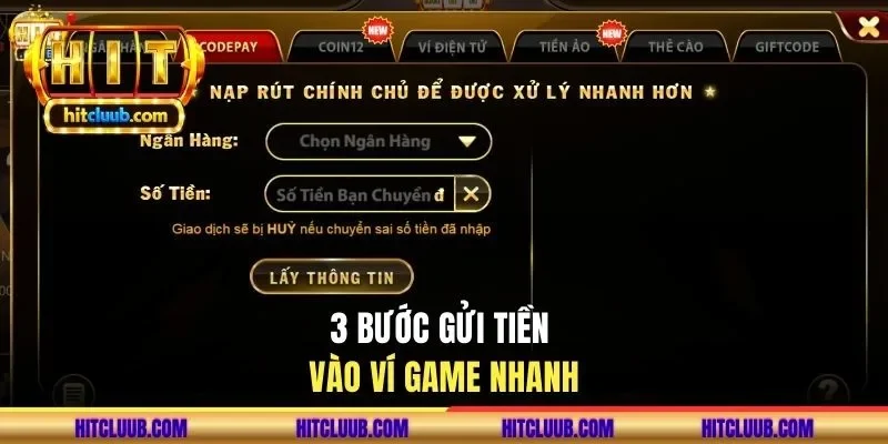 3 bước gửi tiền vào ví game nhanh