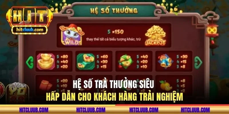 Hệ số trả thưởng siêu hấp dẫn cho khách hàng trải nghiệm